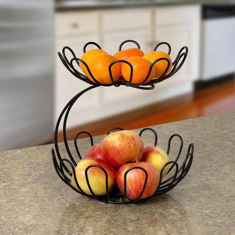 2Tiers Fruit Basket Bowl for Kitchen Countertop