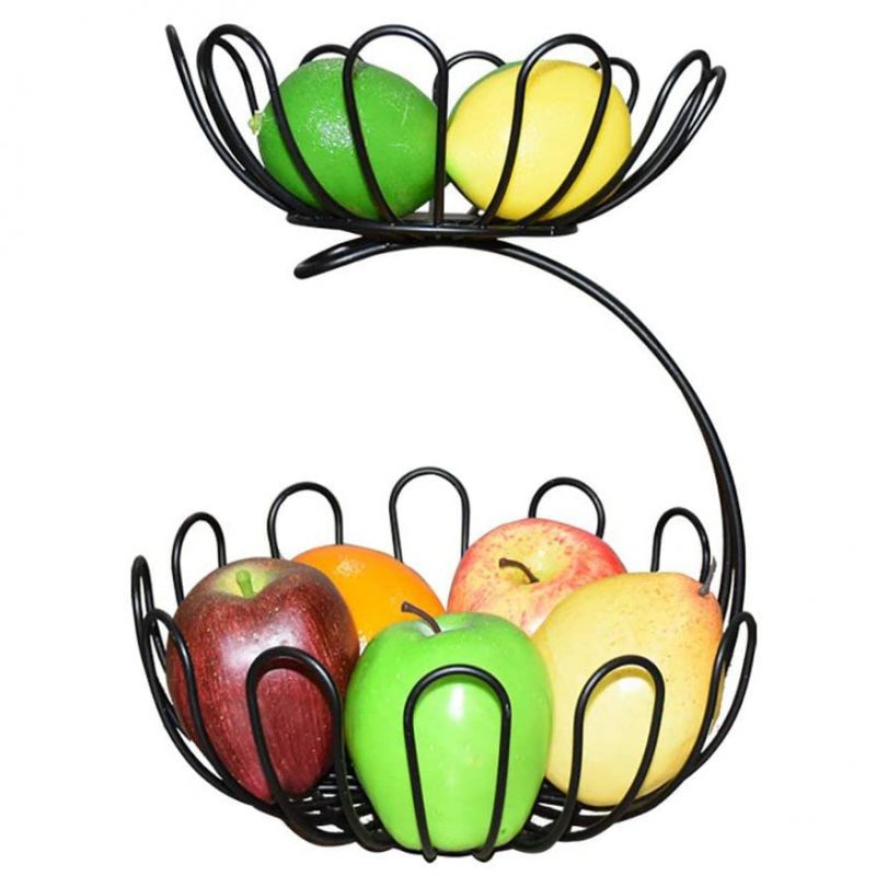 Tier Fruit Basket Bowl with Banana Hanger for Kitchen Countertop