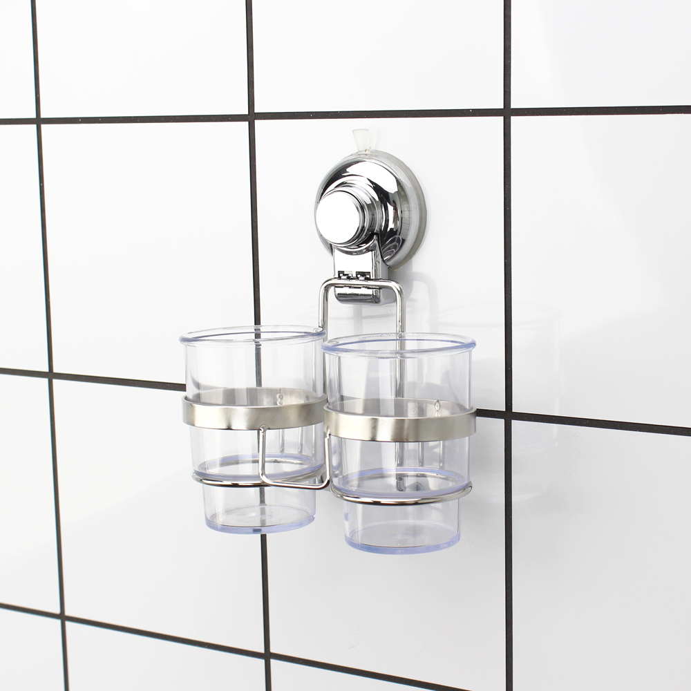 Wall Mounted Suction Cup Double Toothbrush Holder