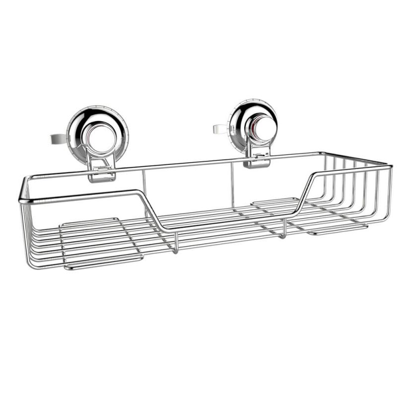 Bathroom Rectangular Shower Caddy with Push Lock Suction Cup 