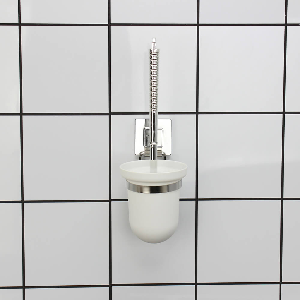 Push to Lock Suction Cup Toilet Brush Holder