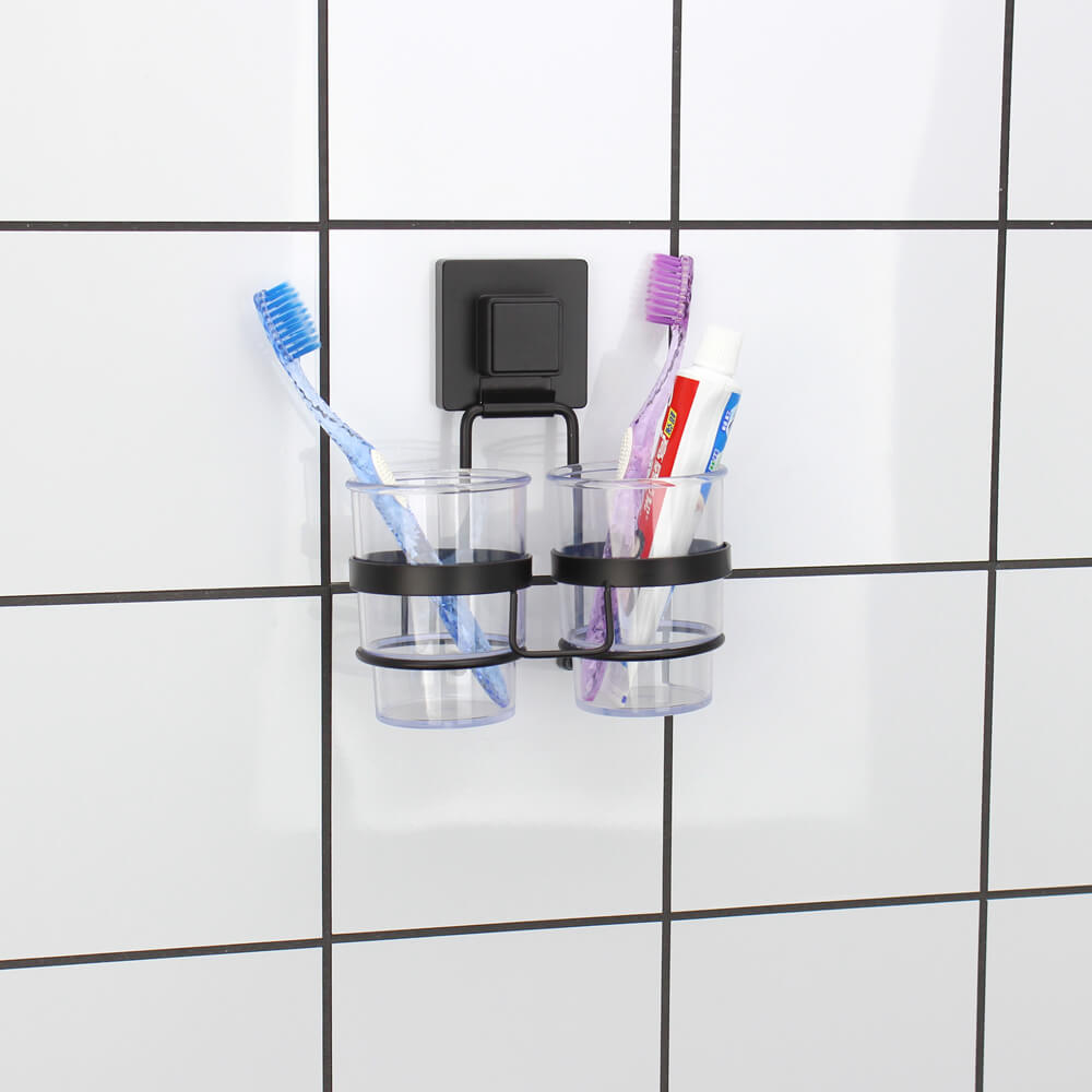 Matt Black  Suction Toothbrush Holder Fot Bathroom